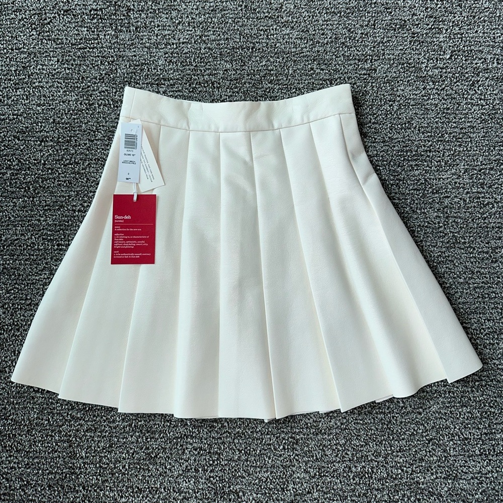 Aritzia Sunday Best Cream Vegan Leather Skirt